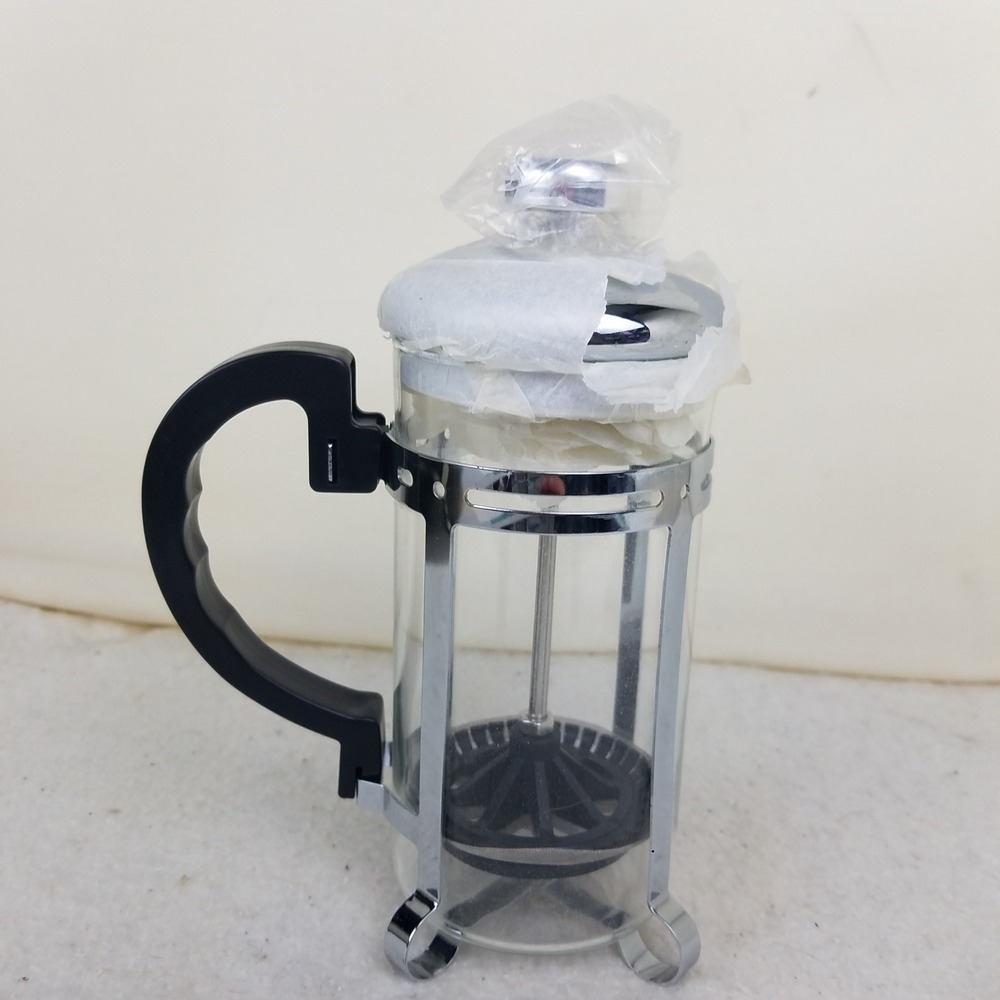 French Press Coffee Maker, Silver Chrome Accent sm 2 cup personal‎ 14 oz